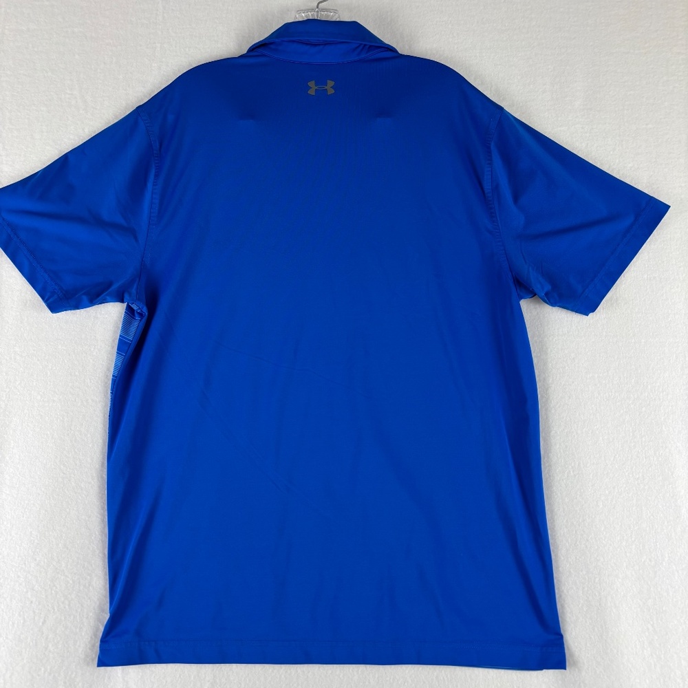 Under Armour, Blue Stripes, Loose, Heat Gear, Polo Short Sleeve, Shirt Size L - Picture 6 of 12